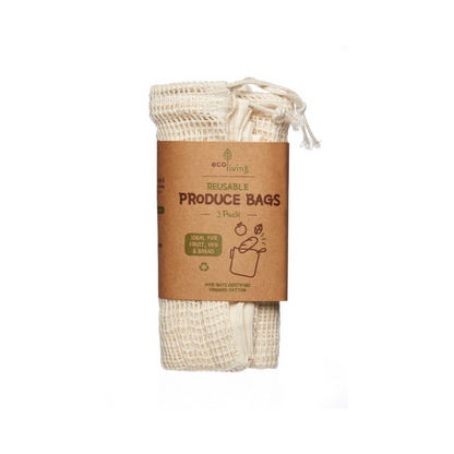 Set of 3 organic grocery and produce bags