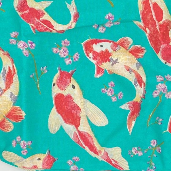 Reusable fabric bottle bag fish design close up