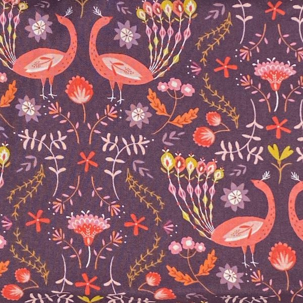 Reusable fabric bottle bag peacock design close up