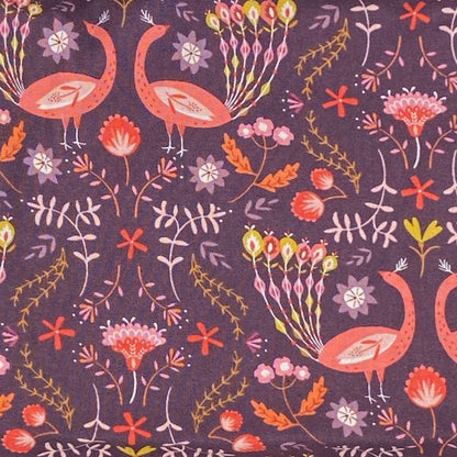 Reusable fabric bottle bag peacock design close up