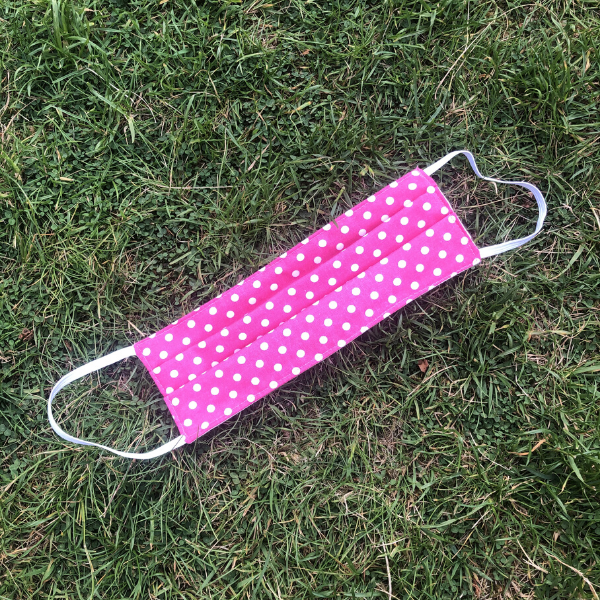 Reusable mask Pink with little white dots