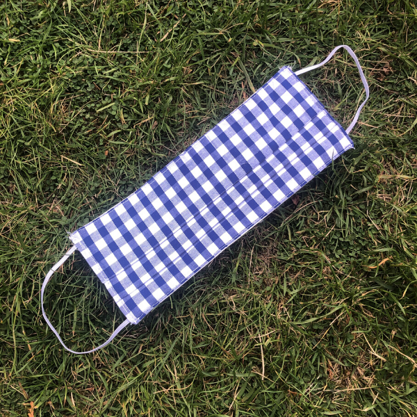 Reusable mask navy blue check