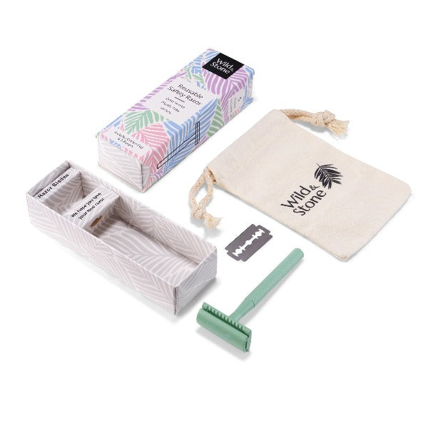 Eco-friendly steel safety razor Green