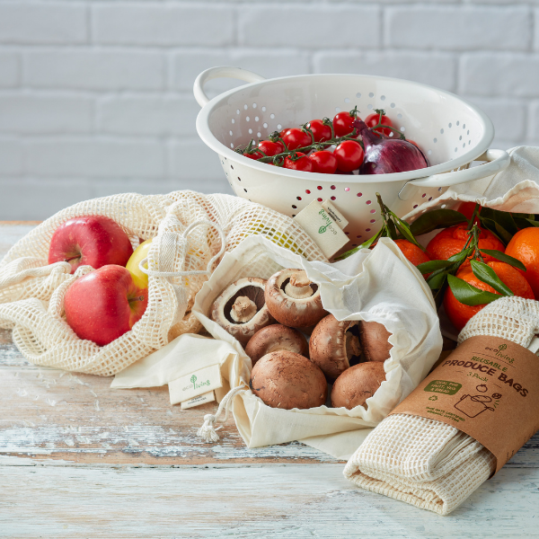 Set of 3 organic grocery and produce bags