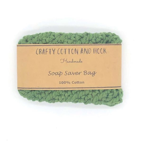 Soap saver bag crocheted forest green