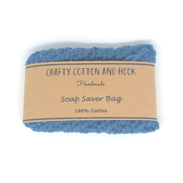 Soap saver bag crocheted blue