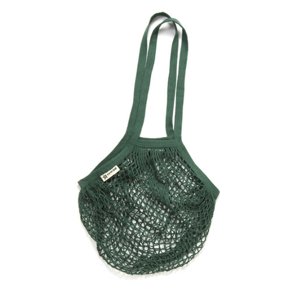 Long-handled string bag bottle green