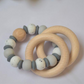 Eco-friendly teething rattle grey white