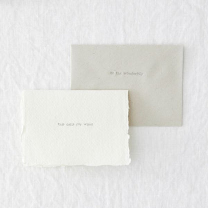 Mini letterpress eco card - This calls for wine