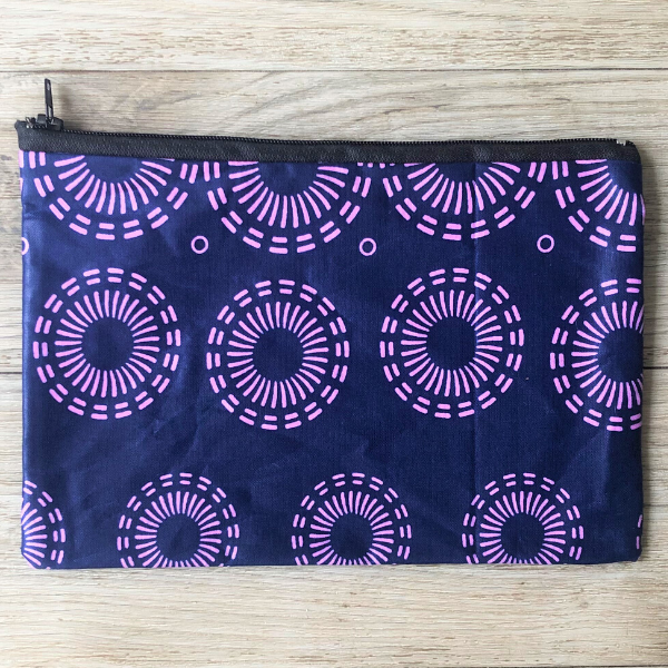 Charity zip purse purple print