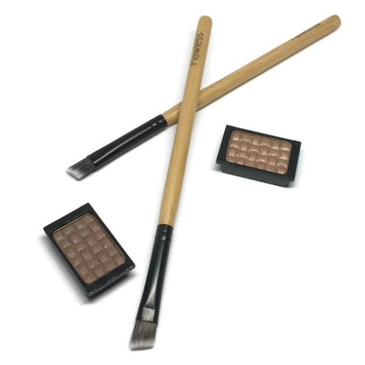 Bamboo vegan make up brush - Two brow and liner brushes and make up