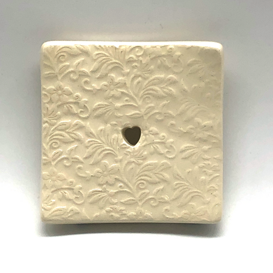 Ceramic soapdish floral square