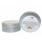 Face cream in aluminium tub Calendula and hemp shown with lid off and white cream inside