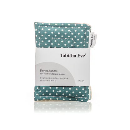 Dish none sponge pack of 2 Teal dot