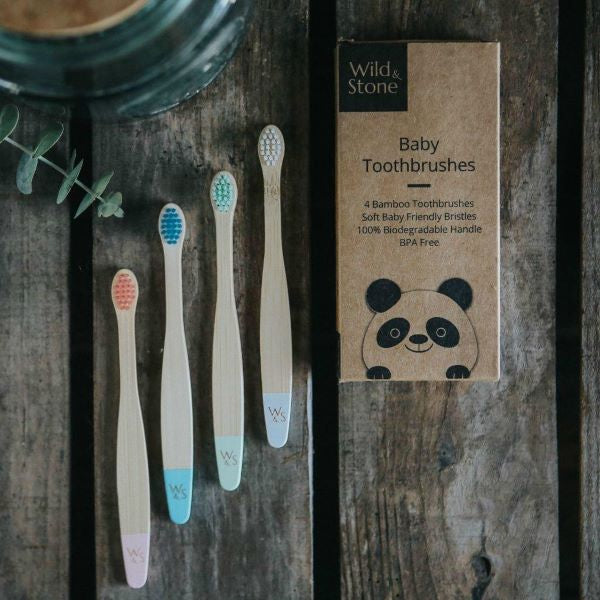 Eco-friendly baby bamboo toothbrush pack of 4